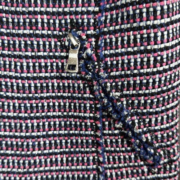 Rebecca Taylor Tweed Moto Jacket Navy Pink Zip Front Blazer Size 2 Preppy Office - Picture 12 of 16